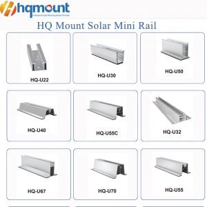 Mini trilho solar, trilho solar de alumínio, trilho solar com perfil em U, mini trilho de aço ZAM, estrutura de suporte solar com ótimo custo-benefício