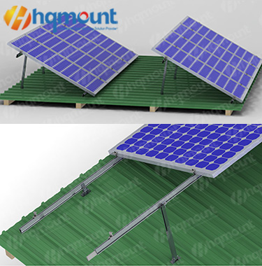 Projeto de instalação de suporte de telhado de metal com clipe trapezoidal solar
