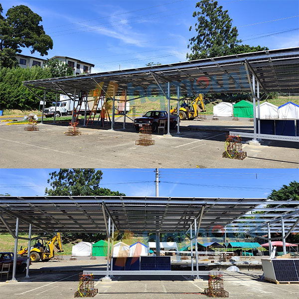 Garagem solar de aço de 900 kW concluída na Costa Rica